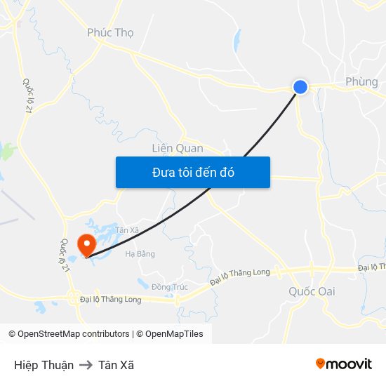 Hiệp Thuận to Tân Xã map