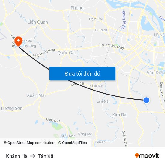 Khánh Hà to Tân Xã map