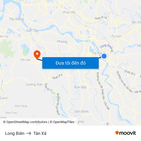 Long Biên to Tân Xã map