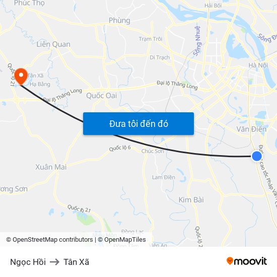 Ngọc Hồi to Tân Xã map