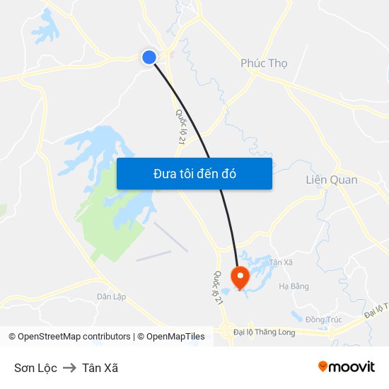 Sơn Lộc to Tân Xã map