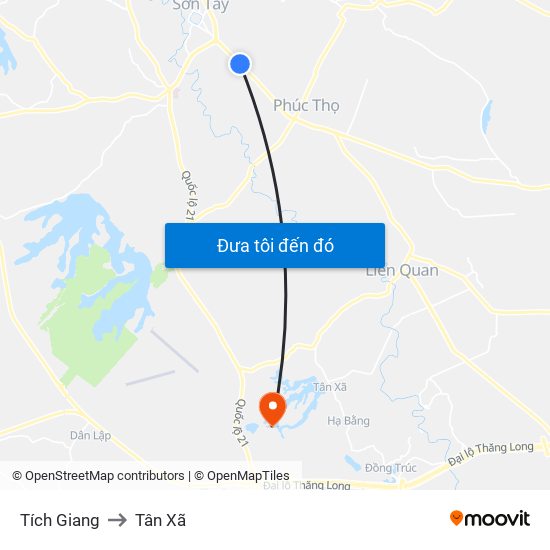 Tích Giang to Tân Xã map