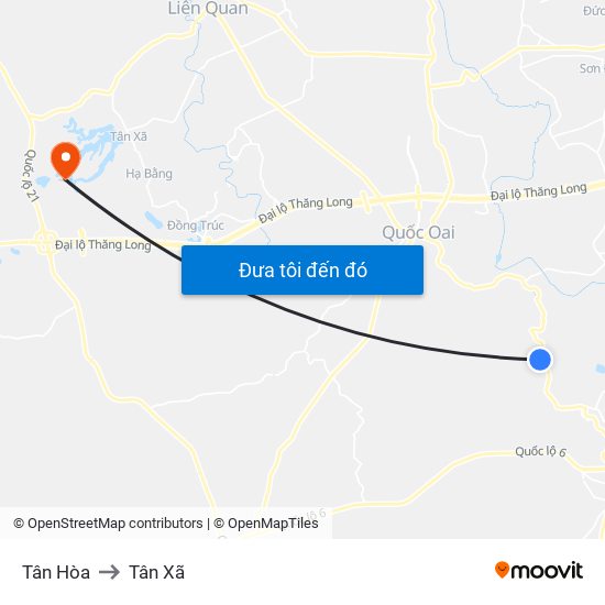 Tân Hòa to Tân Xã map