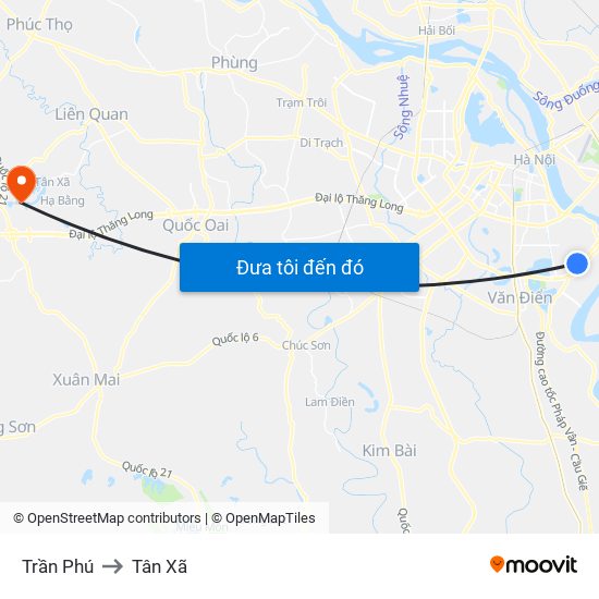 Trần Phú to Tân Xã map