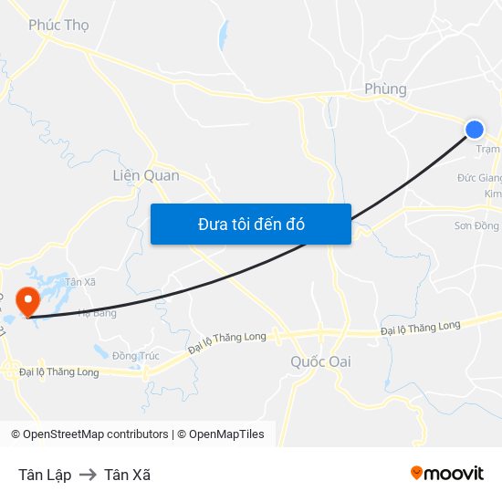 Tân Lập to Tân Xã map