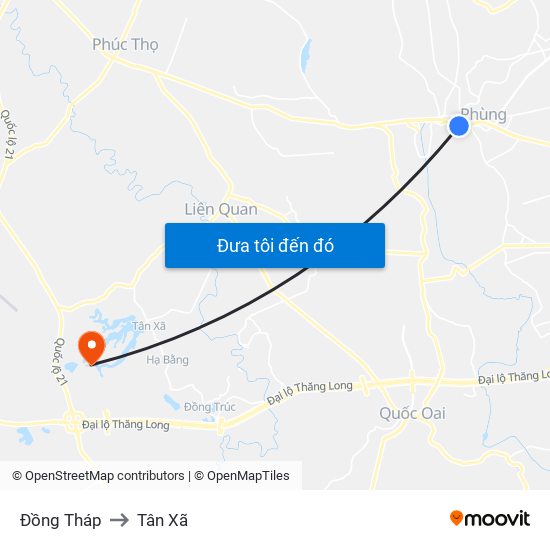 Đồng Tháp to Tân Xã map