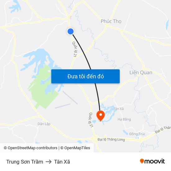 Trung Sơn Trầm to Tân Xã map