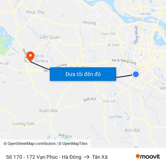 Số 170 - 172 Vạn Phúc - Hà Đông to Tân Xã map