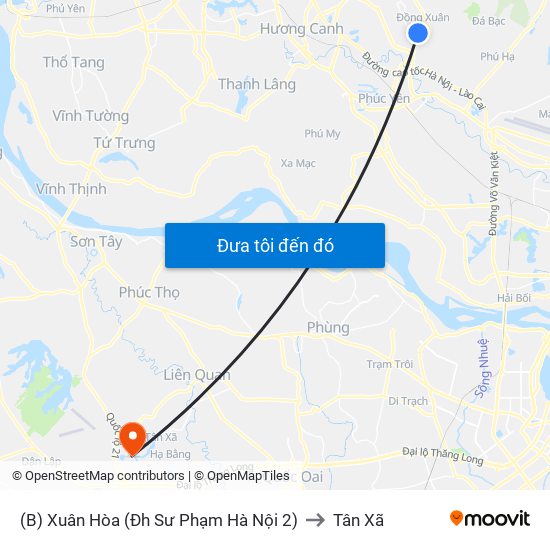 (B) Xuân Hòa (Đh Sư Phạm Hà Nội 2) to Tân Xã map