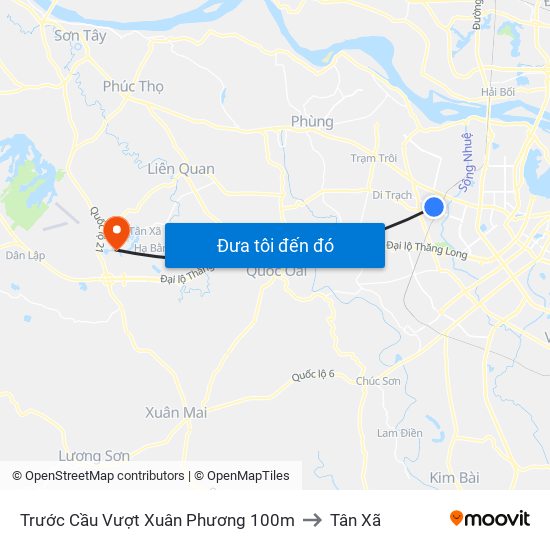 Trước Cầu Vượt Xuân Phương 100m to Tân Xã map