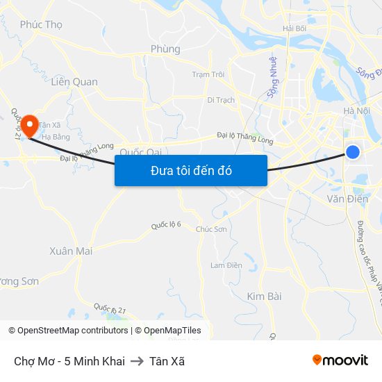 Chợ Mơ - 5 Minh Khai to Tân Xã map