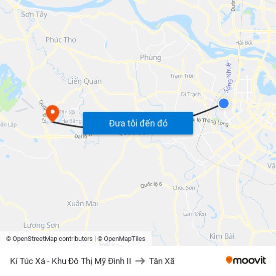 Kí Túc Xá - Khu Đô Thị Mỹ Đình II to Tân Xã map