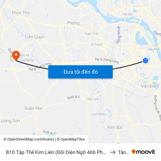 B10 Tập Thể Kim Liên (Đối Diện Ngõ 46b Phạm Ngọc Thạch) to Tân Xã map