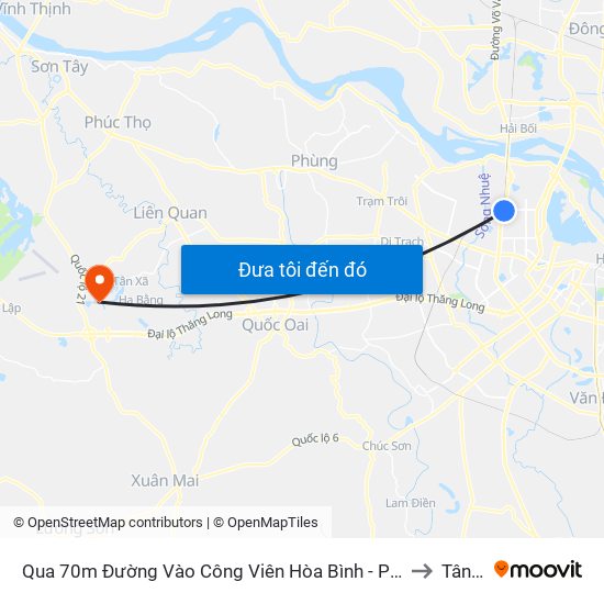 Qua 70m Đường Vào Công Viên Hòa Bình - Phạm Văn Đồng to Tân Xã map