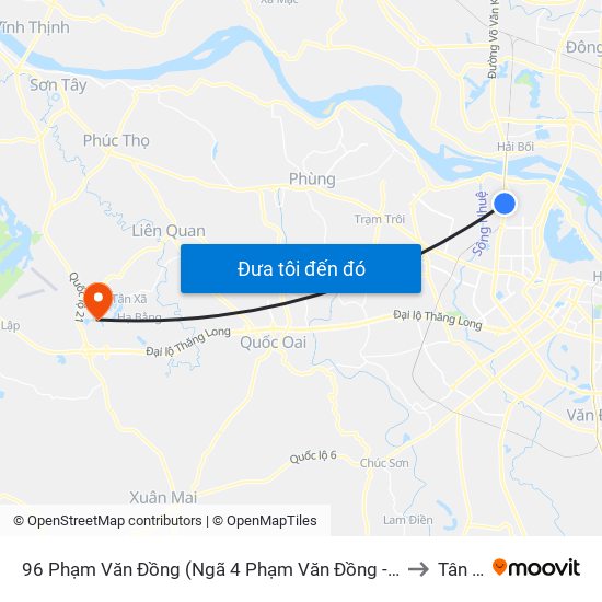 96 Phạm Văn Đồng (Ngã 4 Phạm Văn Đồng - Xuân Đỉnh) to Tân Xã map