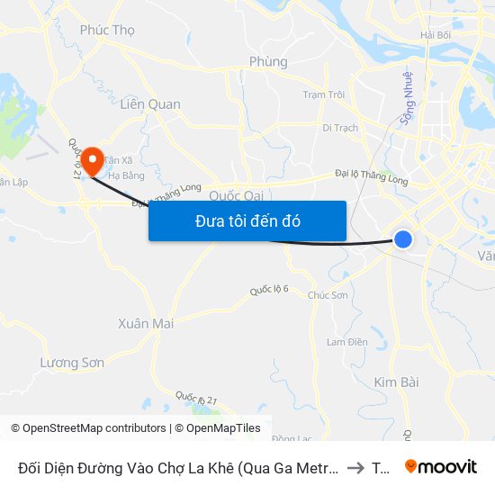 Đối Diện Đường Vào Chợ La Khê (Qua Ga Metro La Khê) - 405 Quang Trung (Hà Đông) to Tân Xã map