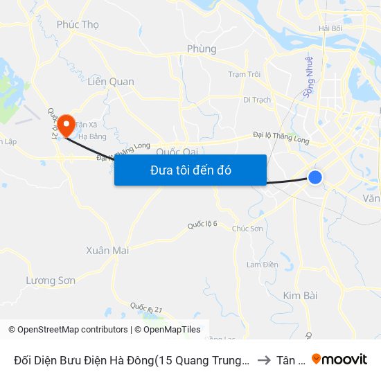 Đối Diện Bưu Điện Hà Đông(15 Quang Trung Hà Đông) to Tân Xã map