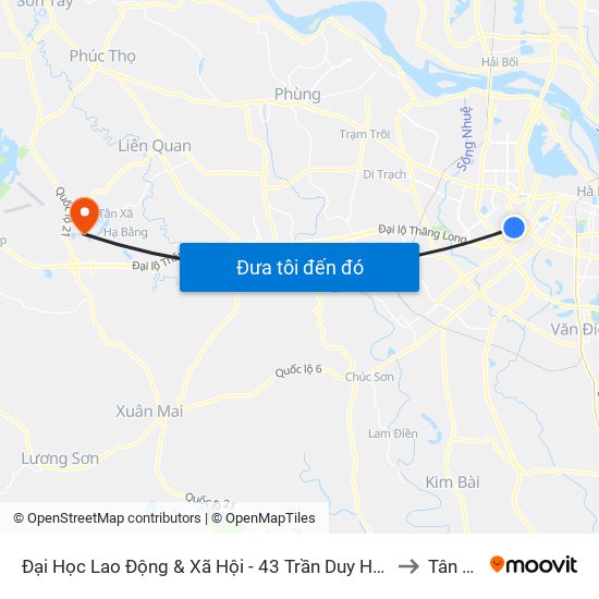 Đại Học Lao Động & Xã Hội - 43 Trần Duy Hưng to Tân Xã map