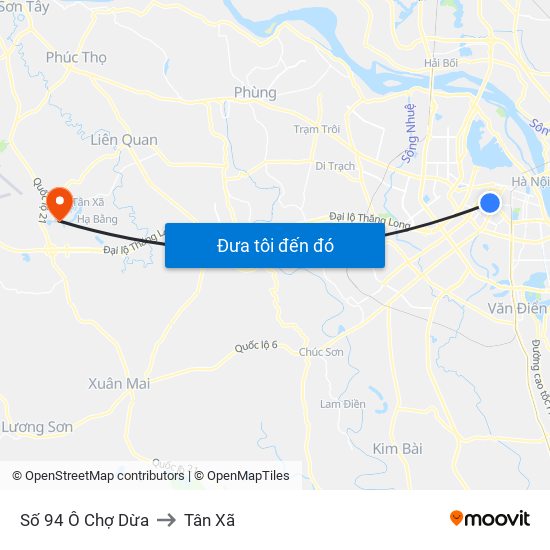 Số 94 Ô Chợ Dừa to Tân Xã map