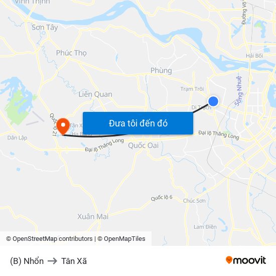 (B) Nhổn to Tân Xã map