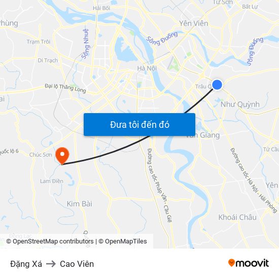 Đặng Xá to Cao Viên map