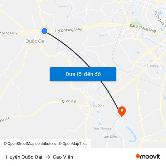 Huyện Quốc Oai to Cao Viên map