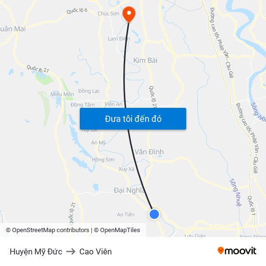 Huyện Mỹ Đức to Cao Viên map