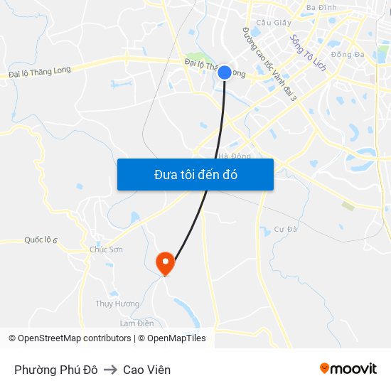 Phường Phú Đô to Cao Viên map