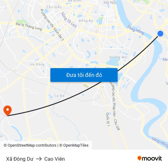 Xã Đông Dư to Cao Viên map