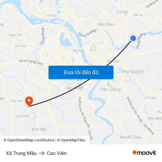 Xã Trung Mầu to Cao Viên map