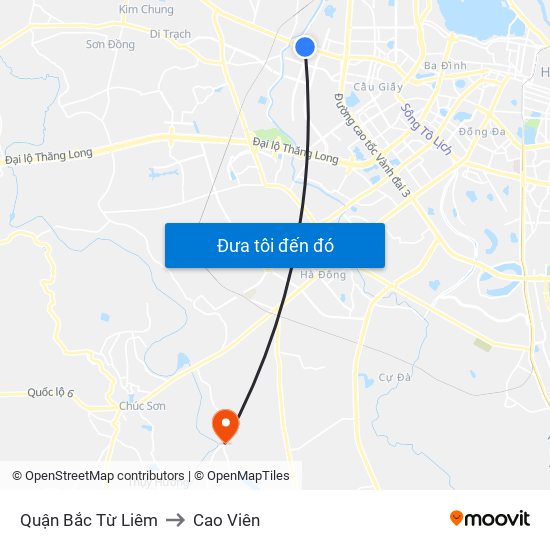 Quận Bắc Từ Liêm to Cao Viên map