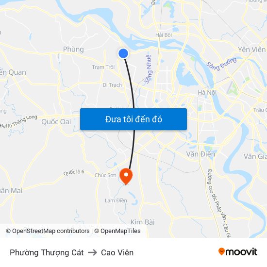 Phường Thượng Cát to Cao Viên map