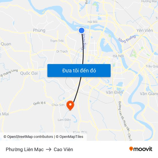 Phường Liên Mạc to Cao Viên map