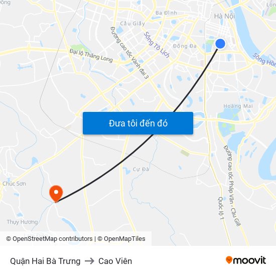 Quận Hai Bà Trưng to Cao Viên map