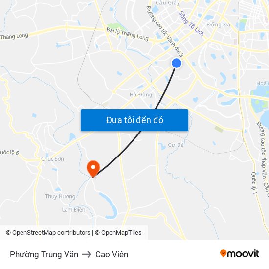 Phường Trung Văn to Cao Viên map