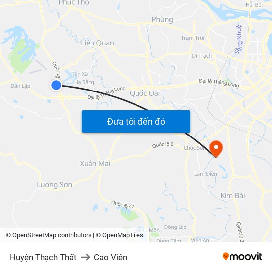 Huyện Thạch Thất to Cao Viên map