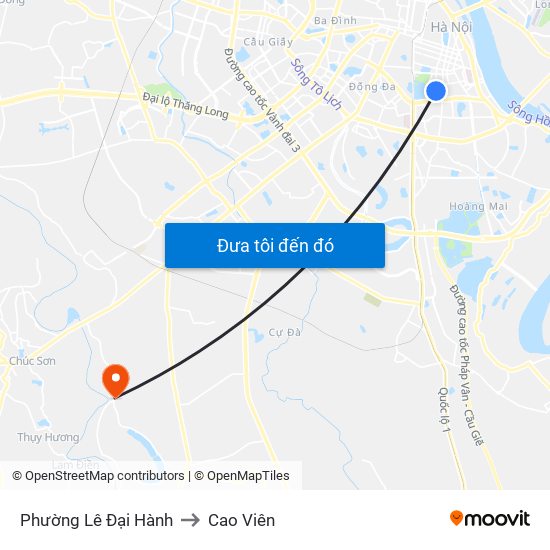 Phường Lê Đại Hành to Cao Viên map