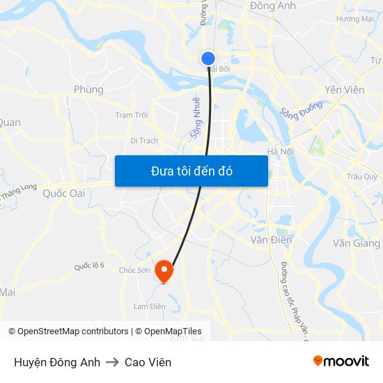 Huyện Đông Anh to Cao Viên map