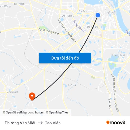 Phường Văn Miếu to Cao Viên map
