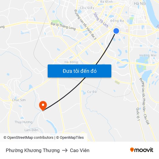 Phường Khương Thượng to Cao Viên map