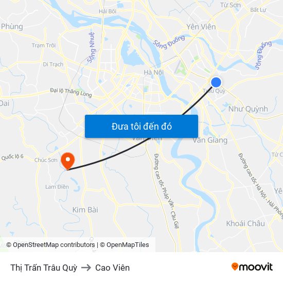 Thị Trấn Trâu Quỳ to Cao Viên map