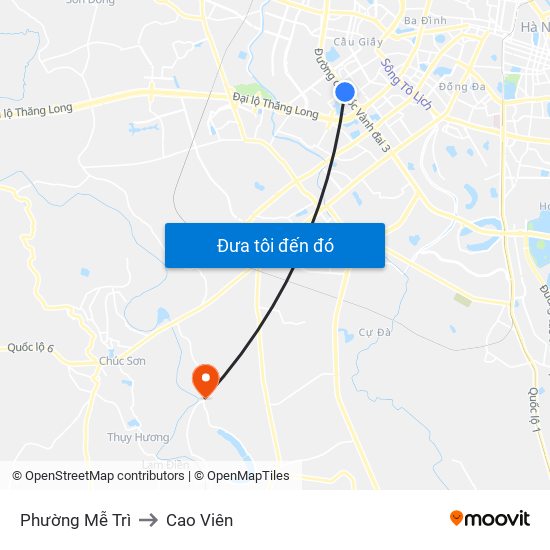 Phường Mễ Trì to Cao Viên map