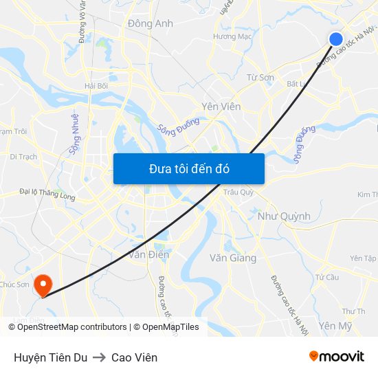 Huyện Tiên Du to Cao Viên map