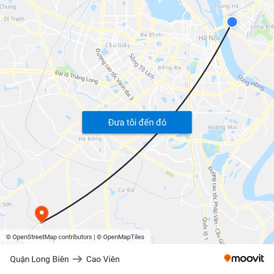 Quận Long Biên to Cao Viên map