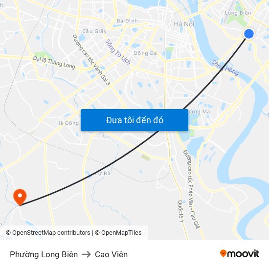 Phường Long Biên to Cao Viên map