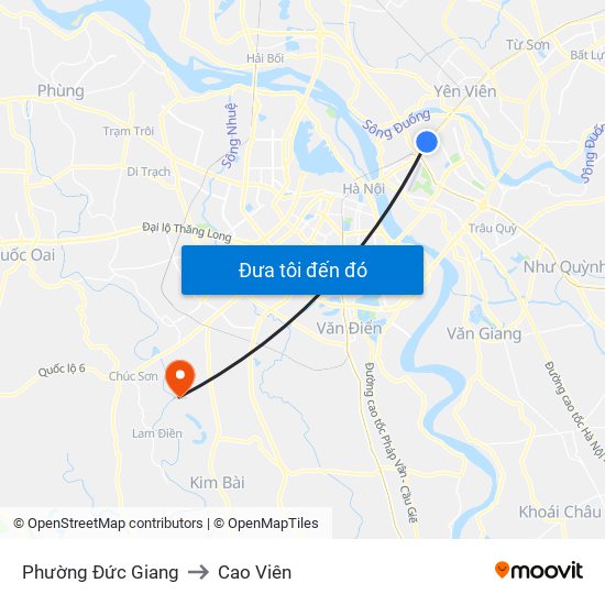 Phường Đức Giang to Cao Viên map