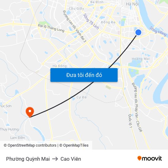 Phường Quỳnh Mai to Cao Viên map