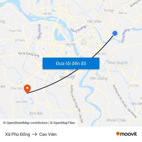 Xã Phù Đổng to Cao Viên map