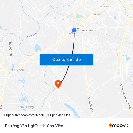 Phường Yên Nghĩa to Cao Viên map