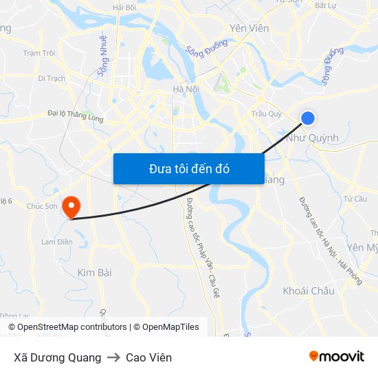 Xã Dương Quang to Cao Viên map